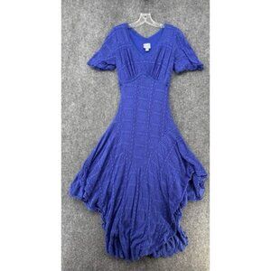 Rabbit Rabbit Rabbit Designs Crocheted Lined Blue Dress Women’s 6 Asymmetric